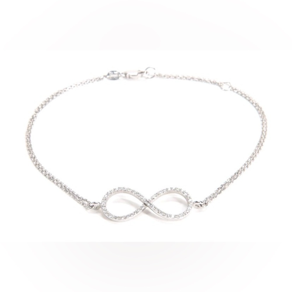 14K White Gold Diamond Infinity Double Strand Bracelet